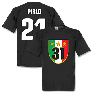 Juventus 31 Campione T-Shirt + Pirlo 21 - Black