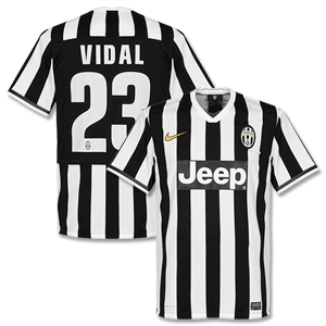 Juventus Home Shirt 2013 2014 + Vidal 23
