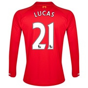 Liverpool Home Shirt 2013/14 - Long Sleeve - Kids with Lucas 21 printing