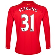 Liverpool Home Shirt 2013/14 - Long Sleeve - Kids with Sterling 31 printing