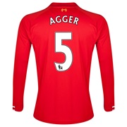 Liverpool Home Shirt 2013/14 Long sleeve with Agger 5 printing
