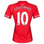 Liverpool Home Shirt 2013/14 - Womens with Coutinho 10 printing