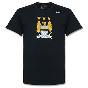 Man City Black Core Crest T-Shirt 2013 2014