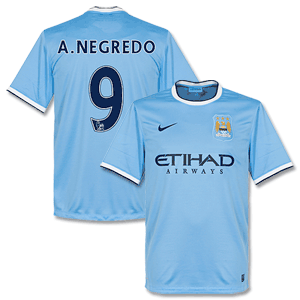 Man City Home Shirt 2013 2014 + A. Negredo 9