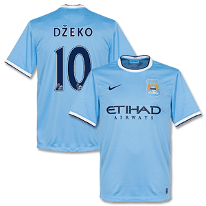 Man City Home Shirt 2013 2014 + Dzeko 10