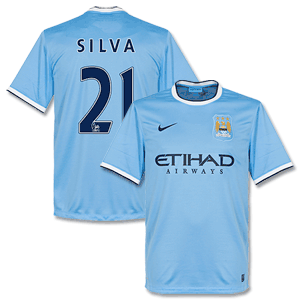 Man City Home Shirt 2013 2014 + Silva 21