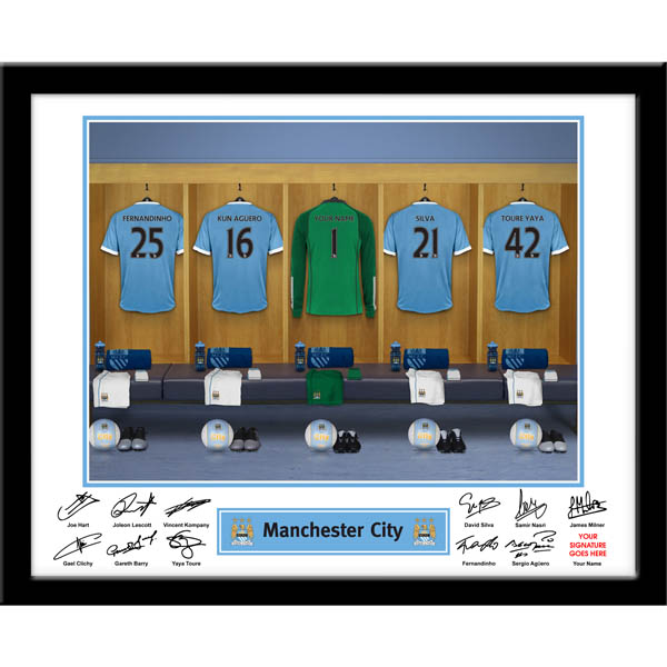 Man City - Personalised Goal Keeper Dressing Room Framed Print