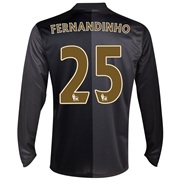 Manchester City Away Shirt 2013/14 - Long Sleeved with Fernandinho 25 printing
