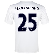 Manchester City Cup Away Shirt 2013/14  - Junior White with Fernandinho 25 printing