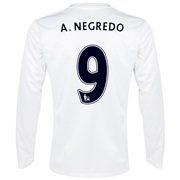 Manchester City Cup Away Shirt 2013/14 - Long Sleeved White with A.Negredo 9 printing