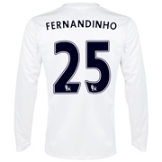 Manchester City Cup Away Shirt 2013/14 - Long Sleeved White with Fernandinho 25 printing
