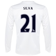 Manchester City Cup Away Shirt 2013/14 - Long Sleeved White with Silva 21 printing