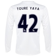 Manchester City Cup Away Shirt 2013/14 - Long Sleeved White with Toure Yaya 42 printing