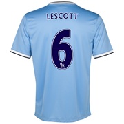 Manchester City Home Shirt 2013/14 - Junior with Lescott 6 printing