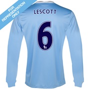 Manchester City Home Shirt 2013/14 - Long Sleeved with Lescott 6 printing