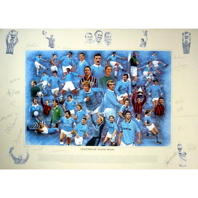 Manchester City - Legends of Maine Road - Fully signed print