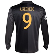 Manchester City UEFA Champions League Away Shirt 2013/14 - Long Sleeved with A.Negredo 9 printing