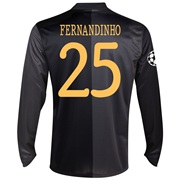 Manchester City UEFA Champions League Away Shirt 2013/14 - Long Sleeved with Fernandinho 25 printing