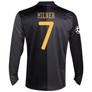 Manchester City UEFA Champions League Away Shirt 2013/14 - Long Sleeved with Milner 7 printing