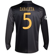 Manchester City UEFA Champions League Away Shirt 2013/14 - Long Sleeved with Zabaleta 5 printing