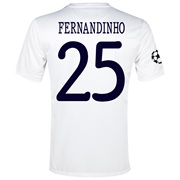 Manchester City UEFA Champions League Cup Away Shirt 2013/14  - Junior White with Fernandinho 25 printing