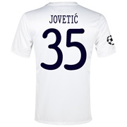 Manchester City UEFA Champions League Cup Away Shirt 2013/14  - Junior White with Jovetic 35 printing