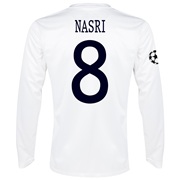 Manchester City UEFA Champions League Cup Away Shirt 2013/14 - Long Sleeved White with Nasri 8 printing