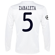 Manchester City UEFA Champions League Cup Away Shirt 2013/14 - Long Sleeved White with Zabaleta 5 printing
