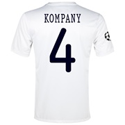 Manchester City UEFA Champions League Cup Away Shirt 2013/14 White with Kompany 4 printing