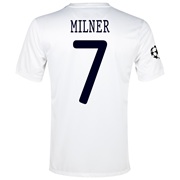 Manchester City UEFA Champions League Cup Away Shirt 2013/14 White with Milner 7 printing