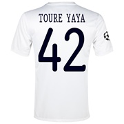 Manchester City UEFA Champions League Cup Away Shirt 2013/14 White with Toure Yaya 42 printing