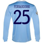 Manchester City UEFA Champions League Home Shirt 2013/14 - Long Sleeved with Fernandinho 25 printing