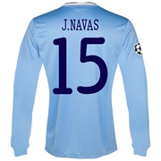 Manchester City UEFA Champions League Home Shirt 2013/14 - Long Sleeved with J.Navas 15 printing