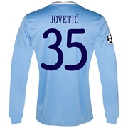Manchester City UEFA Champions League Home Shirt 2013/14 - Long Sleeved with Jovetic 35 printing