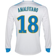 Olympique De Marseille Home Shirt LS 2013/14 - Mens White with Amalfitano 18 printing