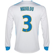 Olympique De Marseille Home Shirt LS 2013/14 - Mens White with Nkoulou 3 printing
