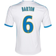 Olympique De Marseille Home Shirt SS 2013/14 - Womens White with Barton 6 printing