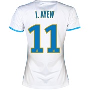 Olympique De Marseille Home Shirt SS 2013/14 - Womens White with J.Ayew 11 printing
