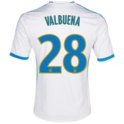Olympique De Marseille Home Shirt SS 2013/14 - Womens White with Valbuena 28 printing