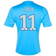 Olympique De Marseille Third Shirt SS 2013/14 - Mens Blue with J.Ayew 11 printing