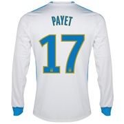 Olympique de Marseille Home Shirt LS 2013/14 - Mens White with Payet 17 printing