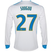 Olympique de Marseille Home Shirt LS 2013/14 - Mens White with Sougou 27 printing