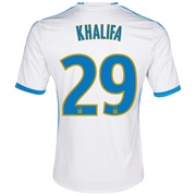 Olympique de Marseille Home Shirt SS 2013/14 - Mens White with Khalifa 29 printing