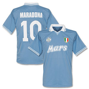 1980's Napoli Home Shirt + Maradona 10 - Replica - Mars Sponsor