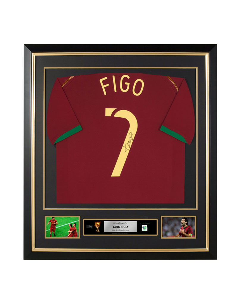 Official FIFA World Cup Luis Figo Signed and Framed Portugal Shirt