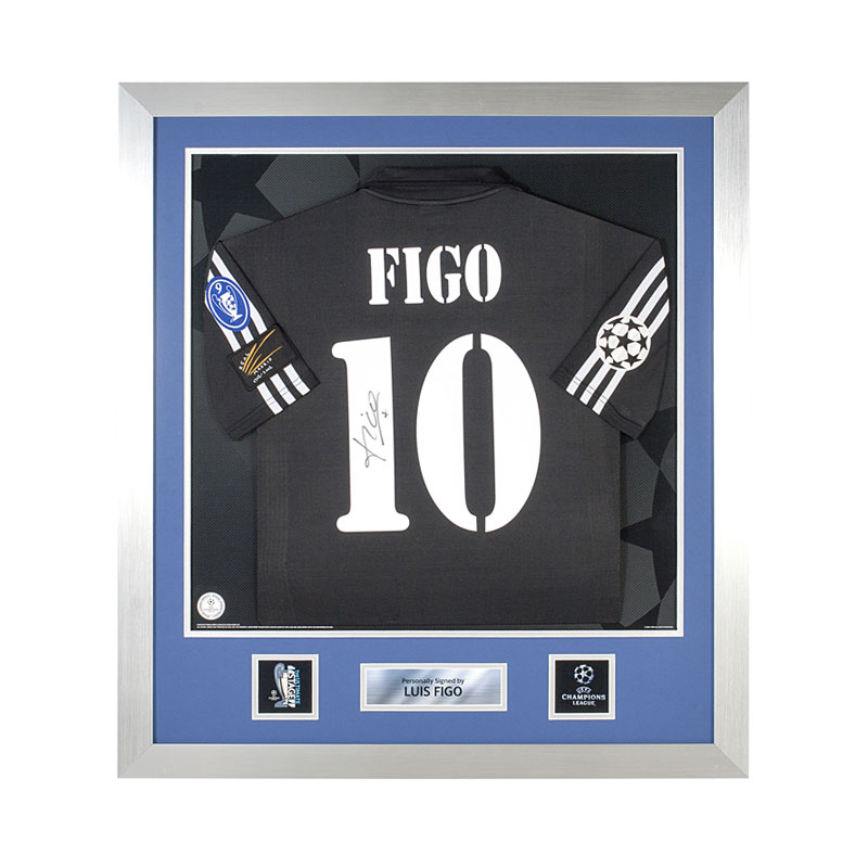 Official UEFA Champions League Luis Figo Signed and Framed Real Madrid 2002-03 Shirt