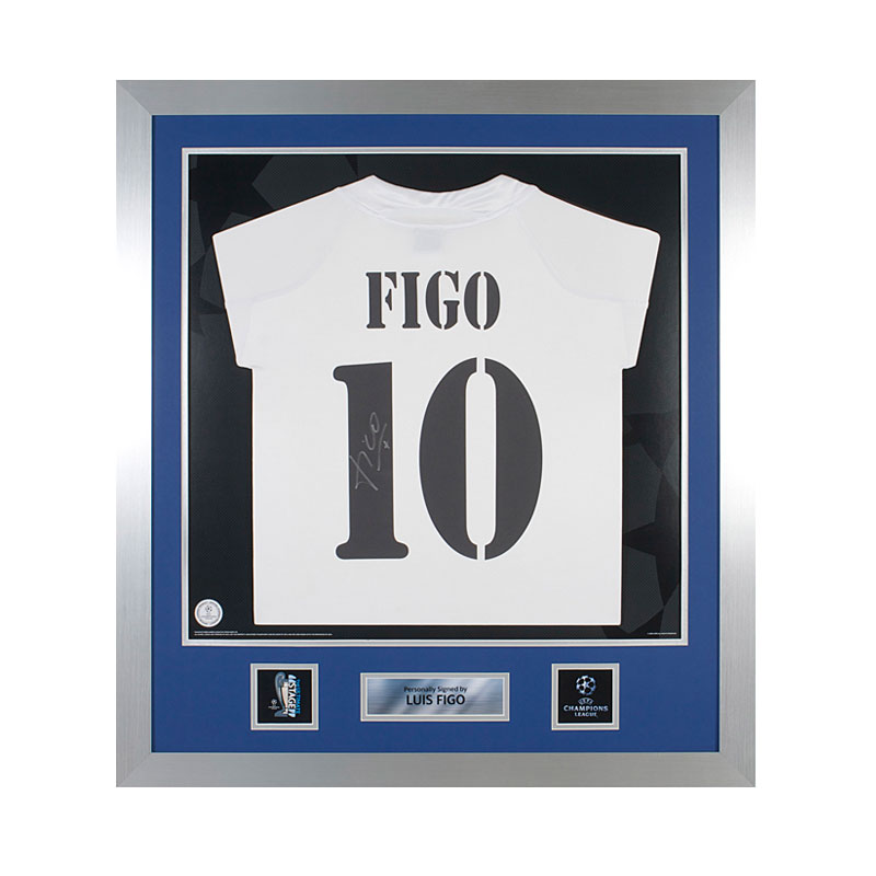 Official UEFA Champions League Luis Figo Signed and Framed Real Madrid 2003-04 Shirt