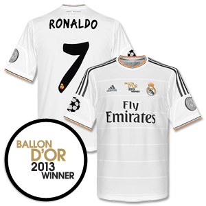 Real Madrid Home Champions League Ronaldo Ballon D'or Winner Shirt 2013 2014