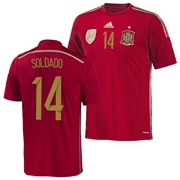 Spain Home Shirt 2013/15 - Kids with Soldado 14 printing
