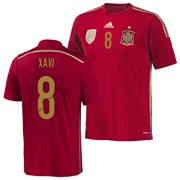 Spain Home Shirt 2013/15 - Kids with Xavi 8 printing